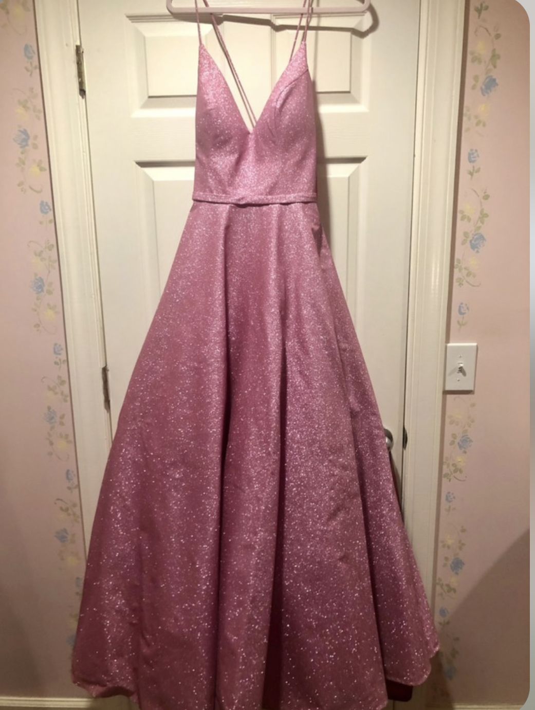 MoriLee Size 12 Prom Lace Pink Ball Gown on Queenly