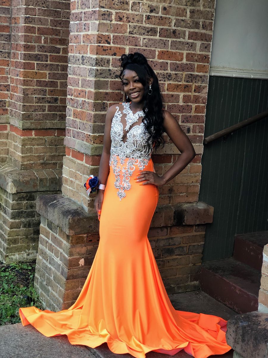 Size S Prom Orange Mermaid Dress on Queenly