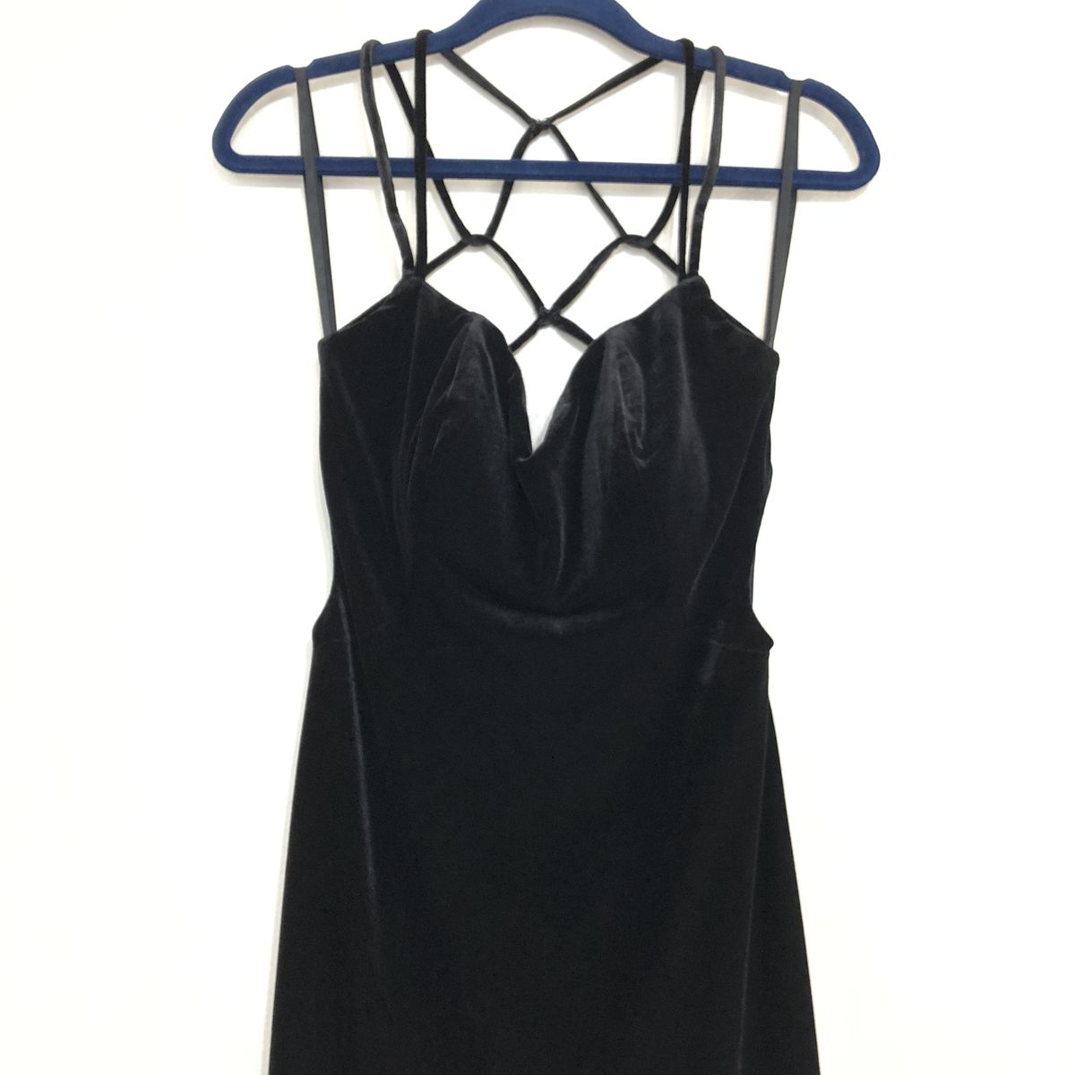 Style 24317 La Femme Size 10 Velvet Black Side Slit Dress on Queenly