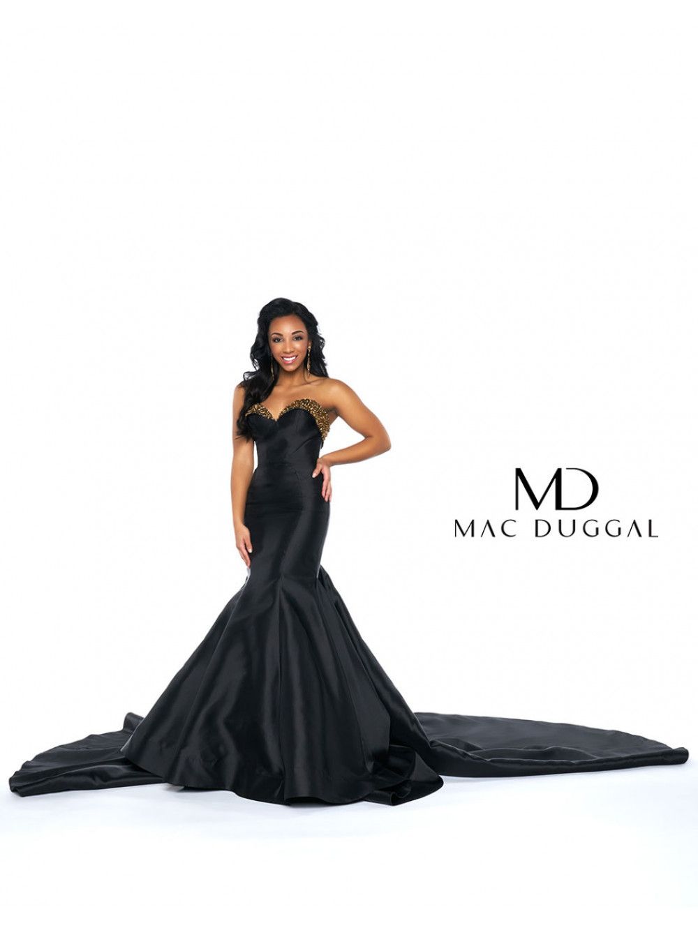 Style 62840 Mac Duggal Size 6 Pageant Strapless Sequined White Mermaid Dress on Queenly