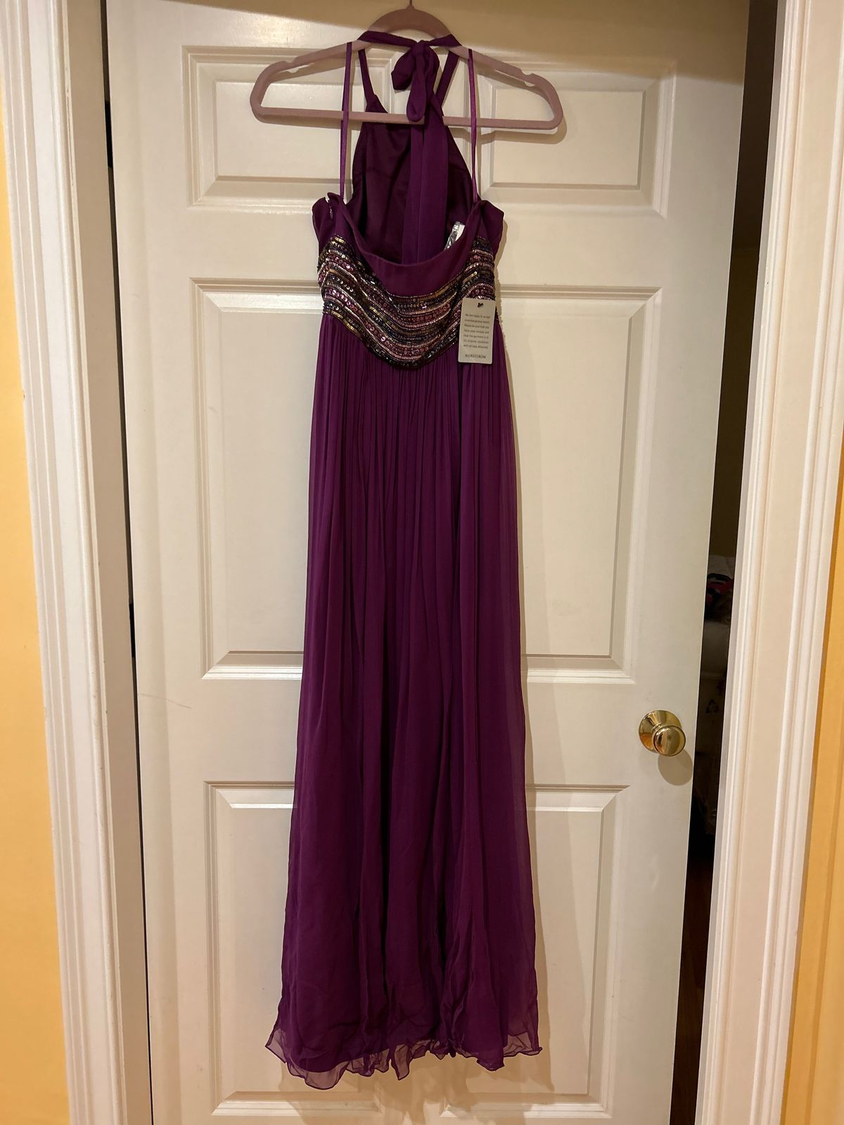 Adrianna Papell Size 4 Wedding Guest Halter Purple Floor Length Maxi on Queenly