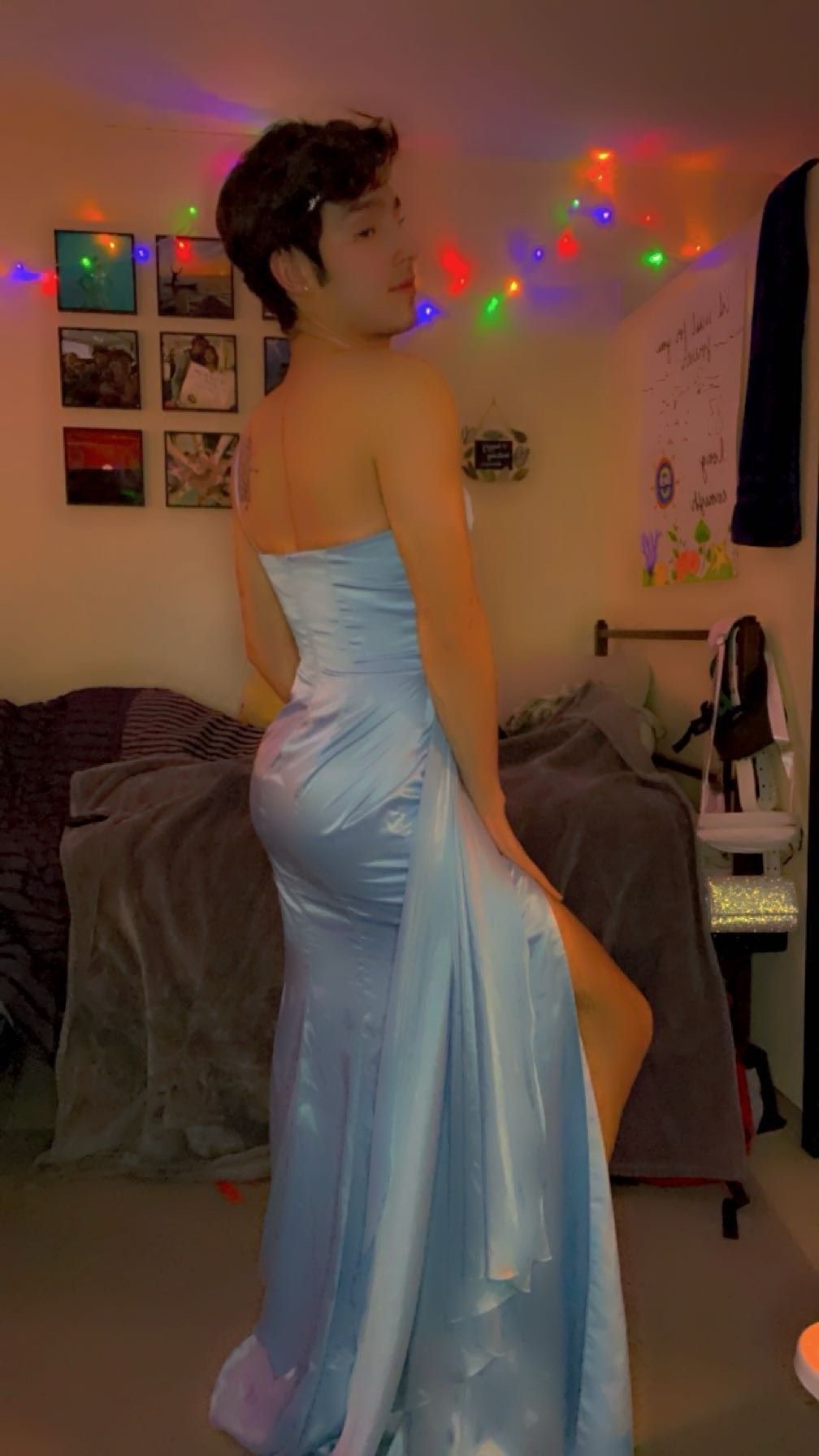 Size 4 Prom One Shoulder Blue Side Slit Dress on Queenly