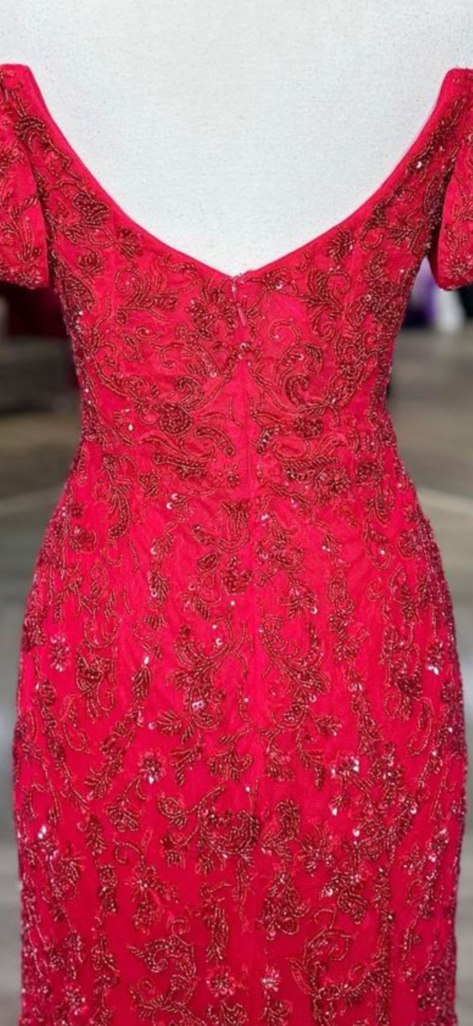 Style 55151 Sherri Hill Size 4 Prom Plunge Sheer Red Floor Length Maxi on Queenly