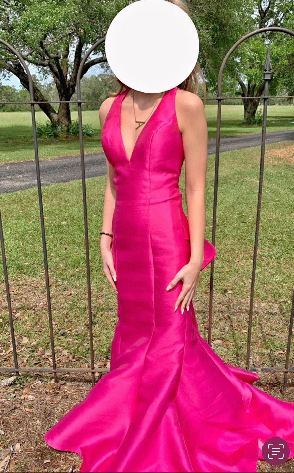 Size 00 Prom Plunge Pink Mermaid Dress on Queenly
