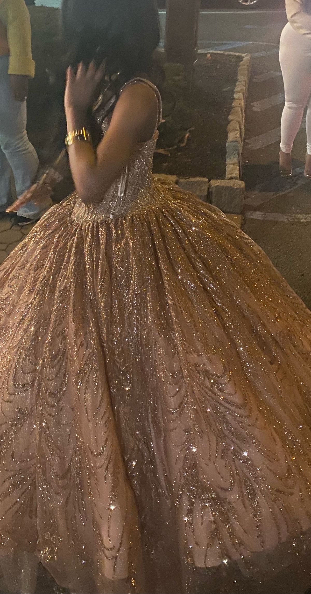 Size 0 Plunge Rose Gold Ball Gown on Queenly