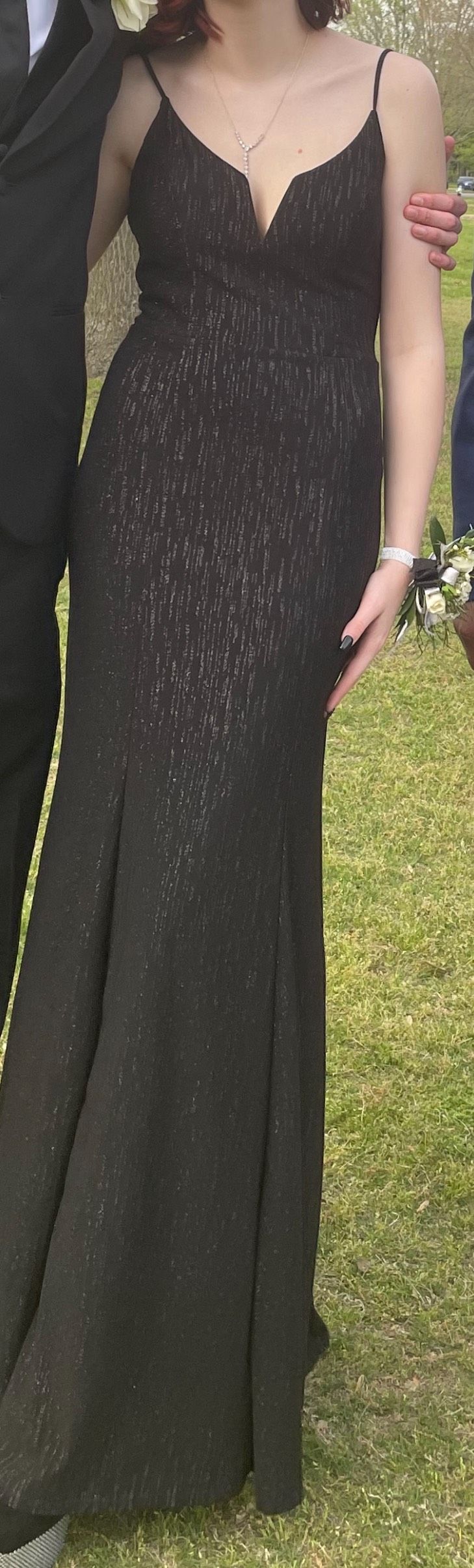 Size 2 Prom Plunge Black Floor Length Maxi on Queenly