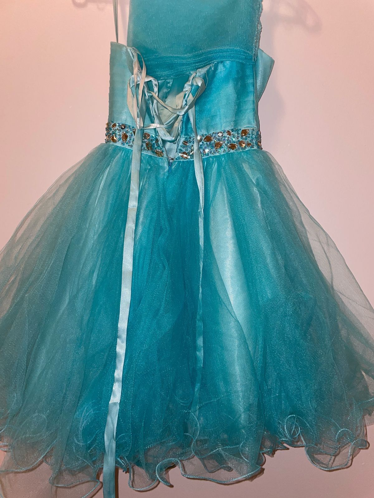 Size 2 Strapless Blue A-line Dress on Queenly