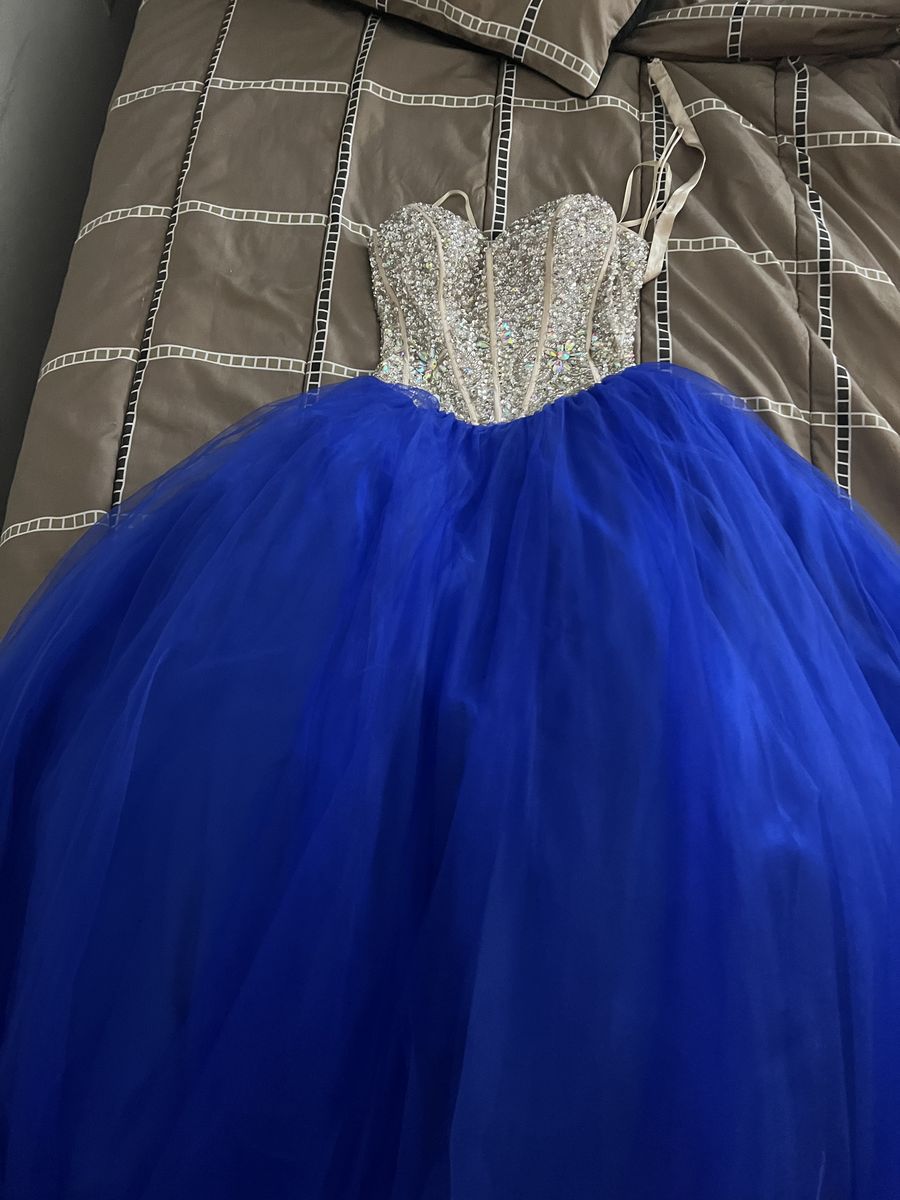 Girls Size 4 Prom Blue Ball Gown on Queenly