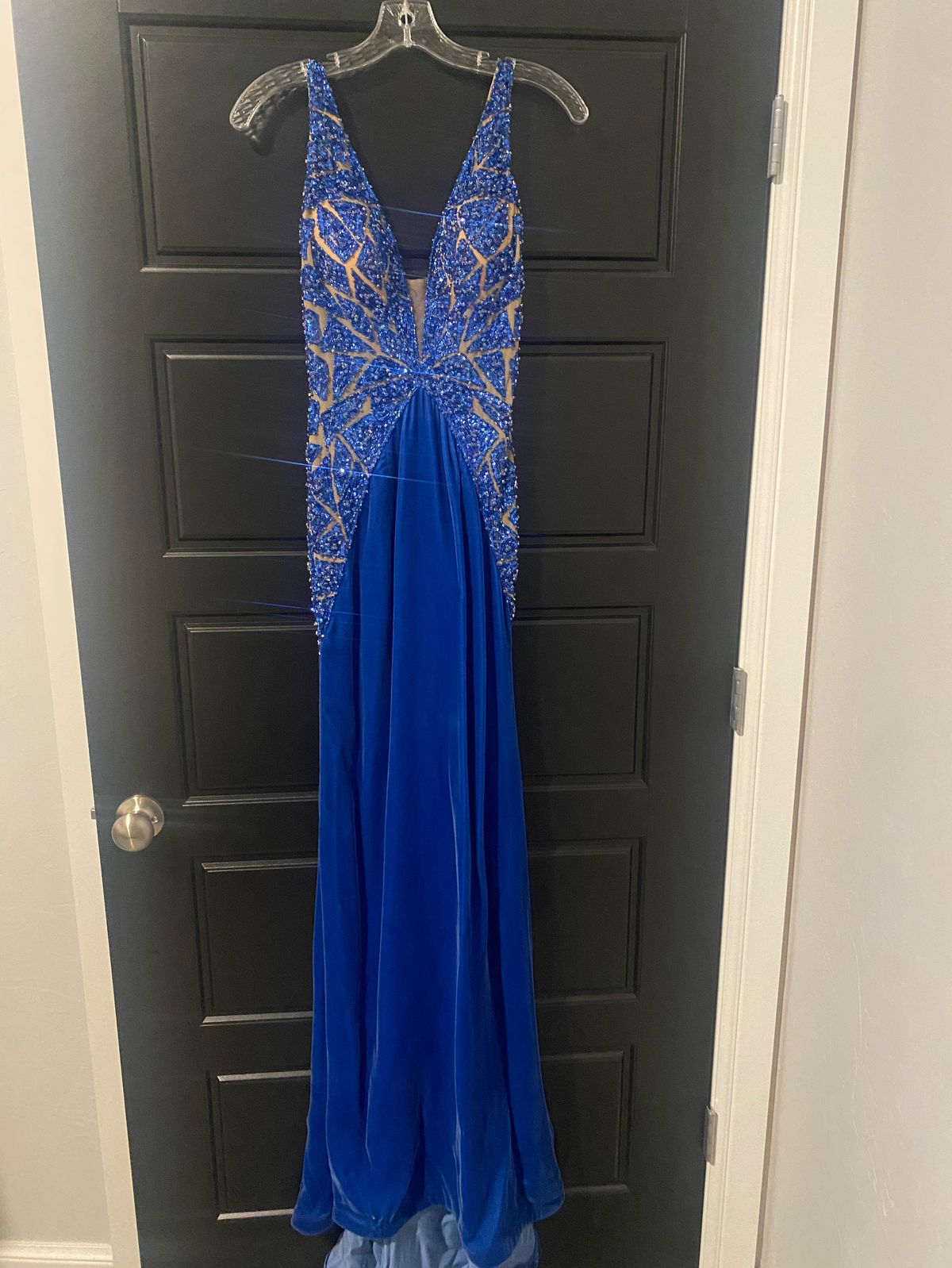 Sherri Hill Size 4 Pageant Plunge Blue Mermaid Dress on Queenly