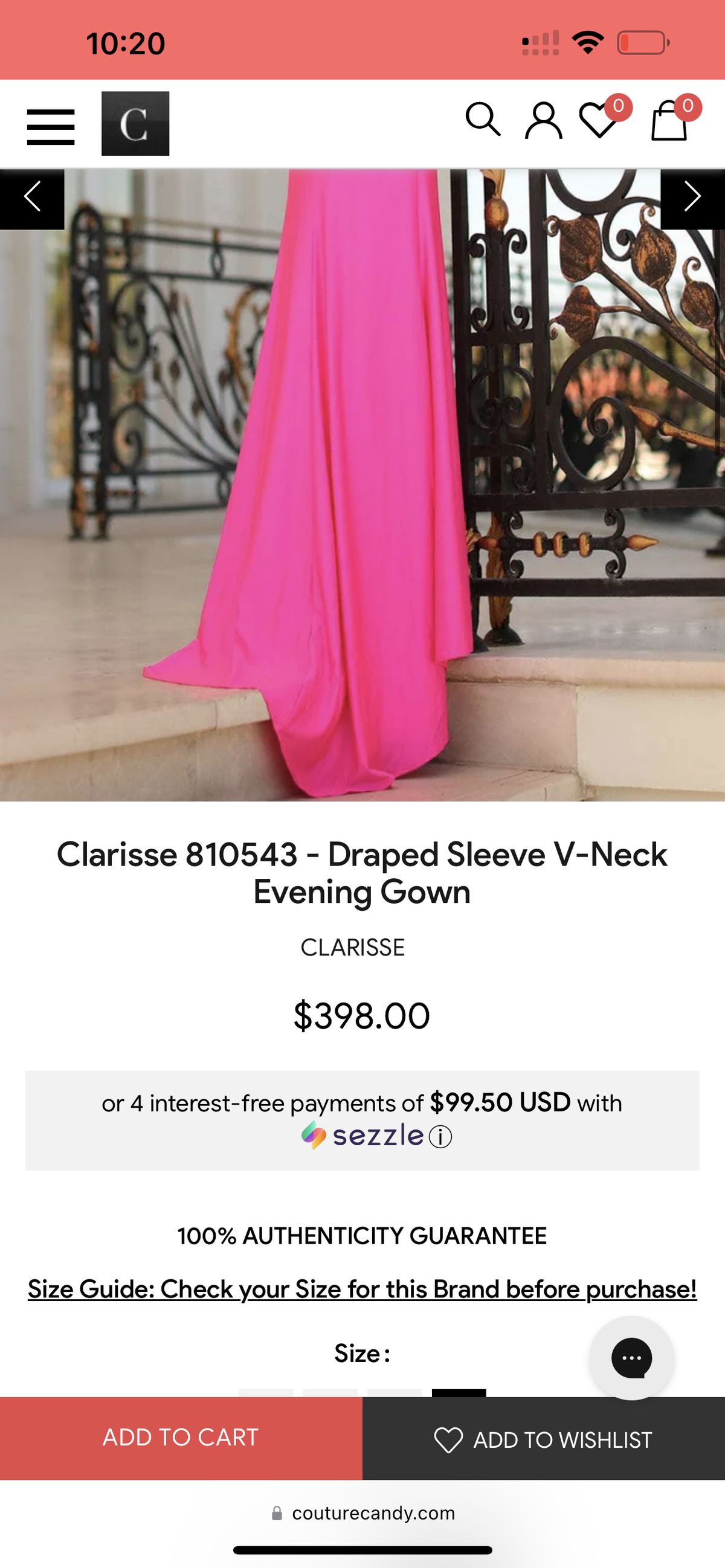 Style 810543 Clarisse Size 00 Pink Side Slit Dress on Queenly