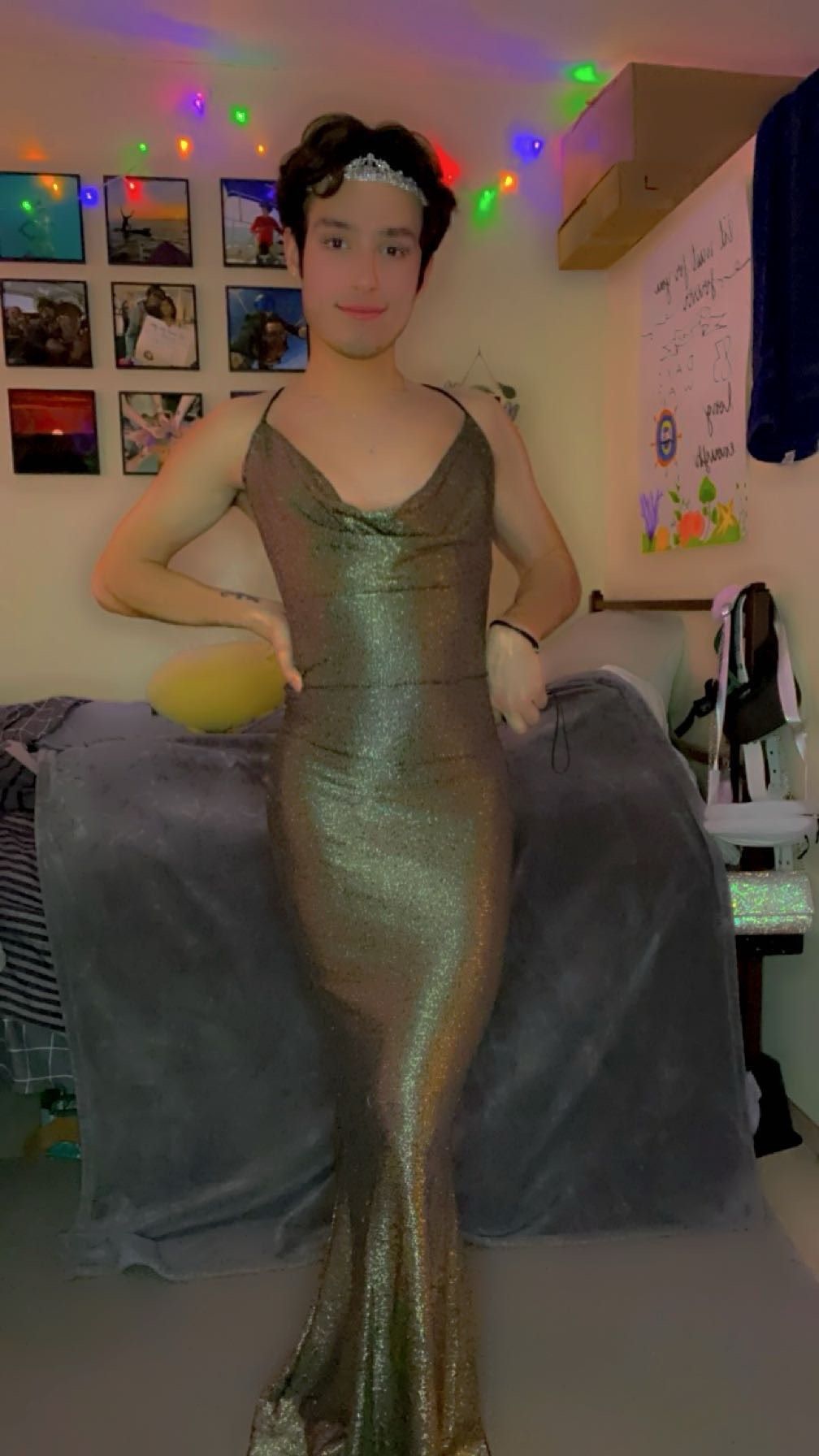 Goodtime USA Size S Prom Plunge Gold Mermaid Dress on Queenly