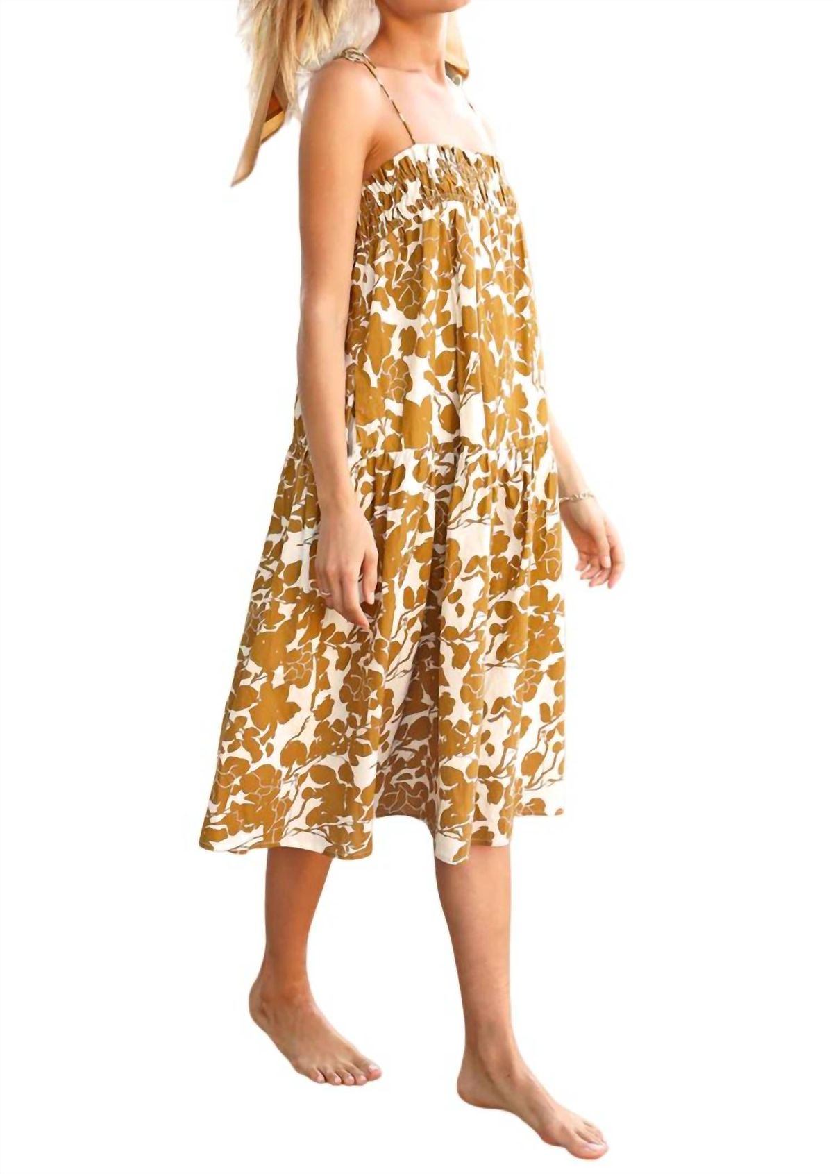 Style 1-185462965-3011 GREYLIN Size M Floral Gold Cocktail Dress on Queenly