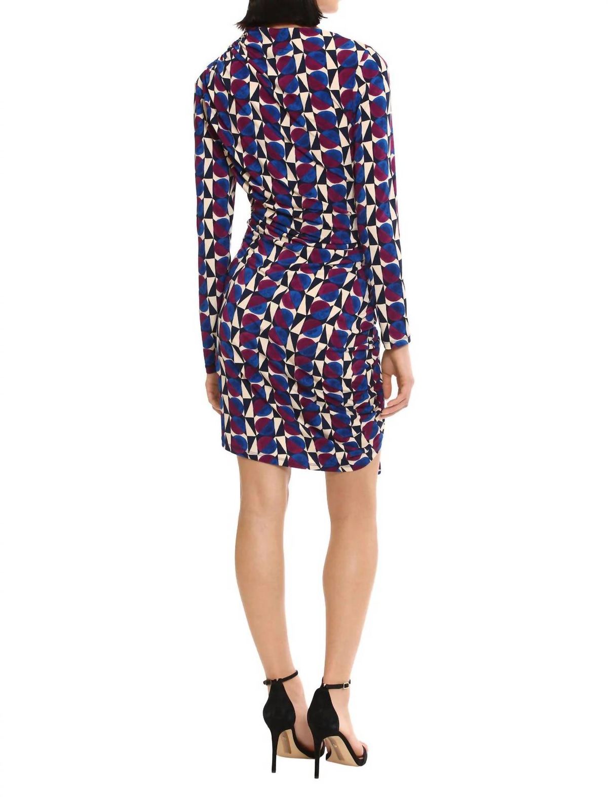 Style 1-2184687842-1901 Donna Morgan Size 6 Long Sleeve Multicolor Cocktail Dress on Queenly