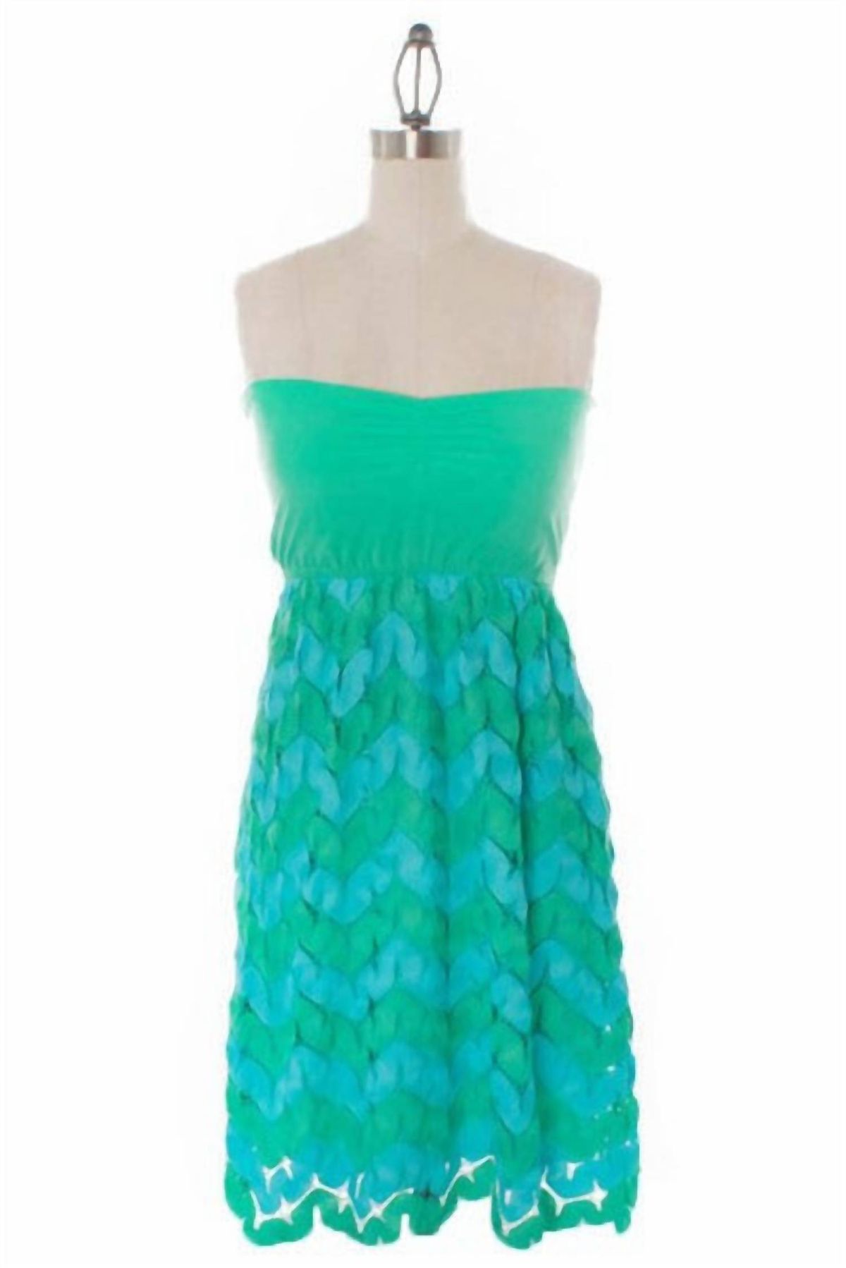 Style 1-3857167151-2901 JUDITH MARCH Size M Strapless Turquoise Green Cocktail Dress on Queenly