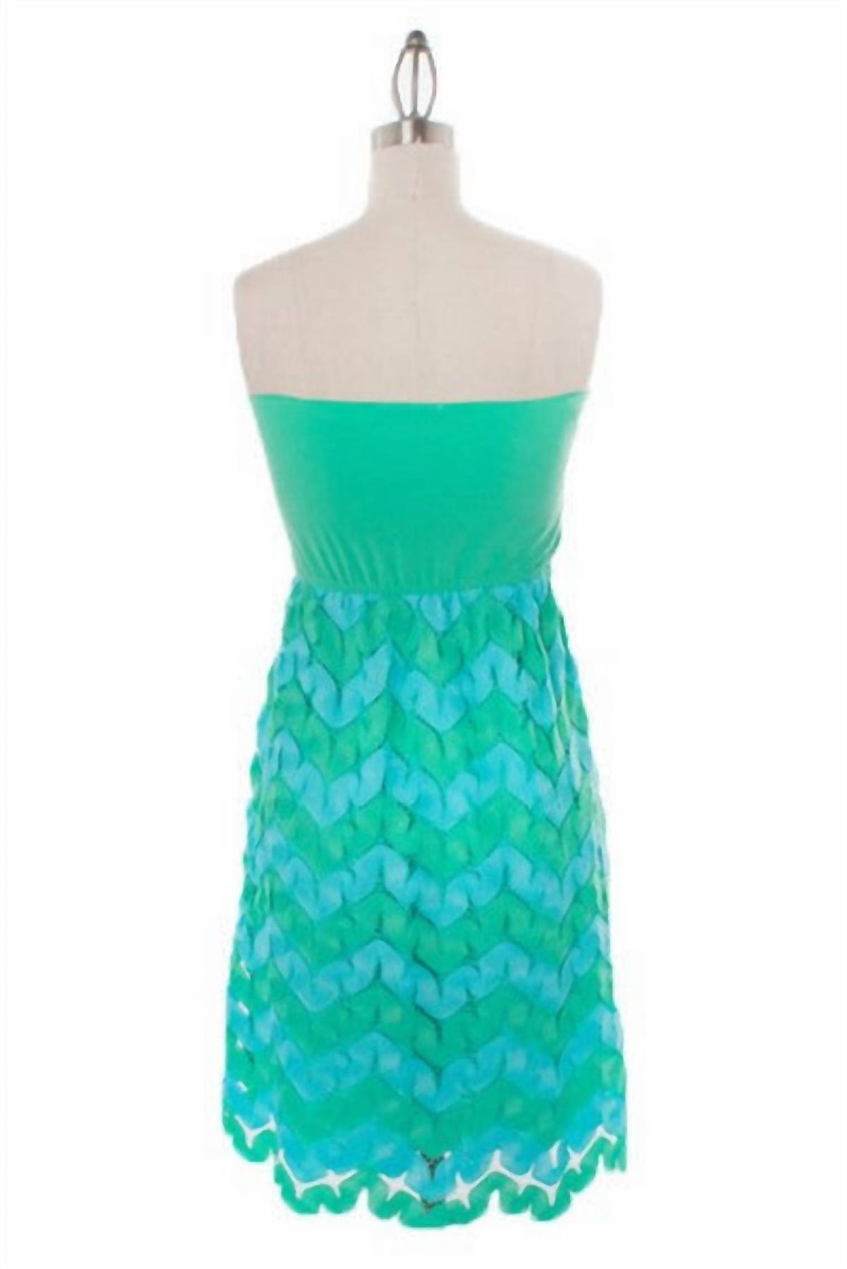 Style 1-3857167151-2901 JUDITH MARCH Size M Strapless Turquoise Green Cocktail Dress on Queenly