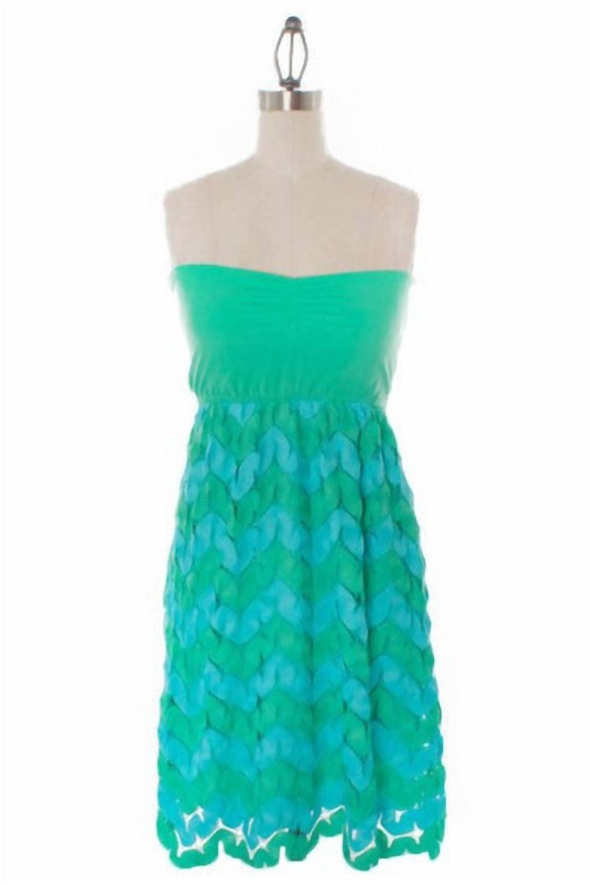 Style 1-3857167151-3236 JUDITH MARCH Size S Strapless Turquoise Green Cocktail Dress on Queenly