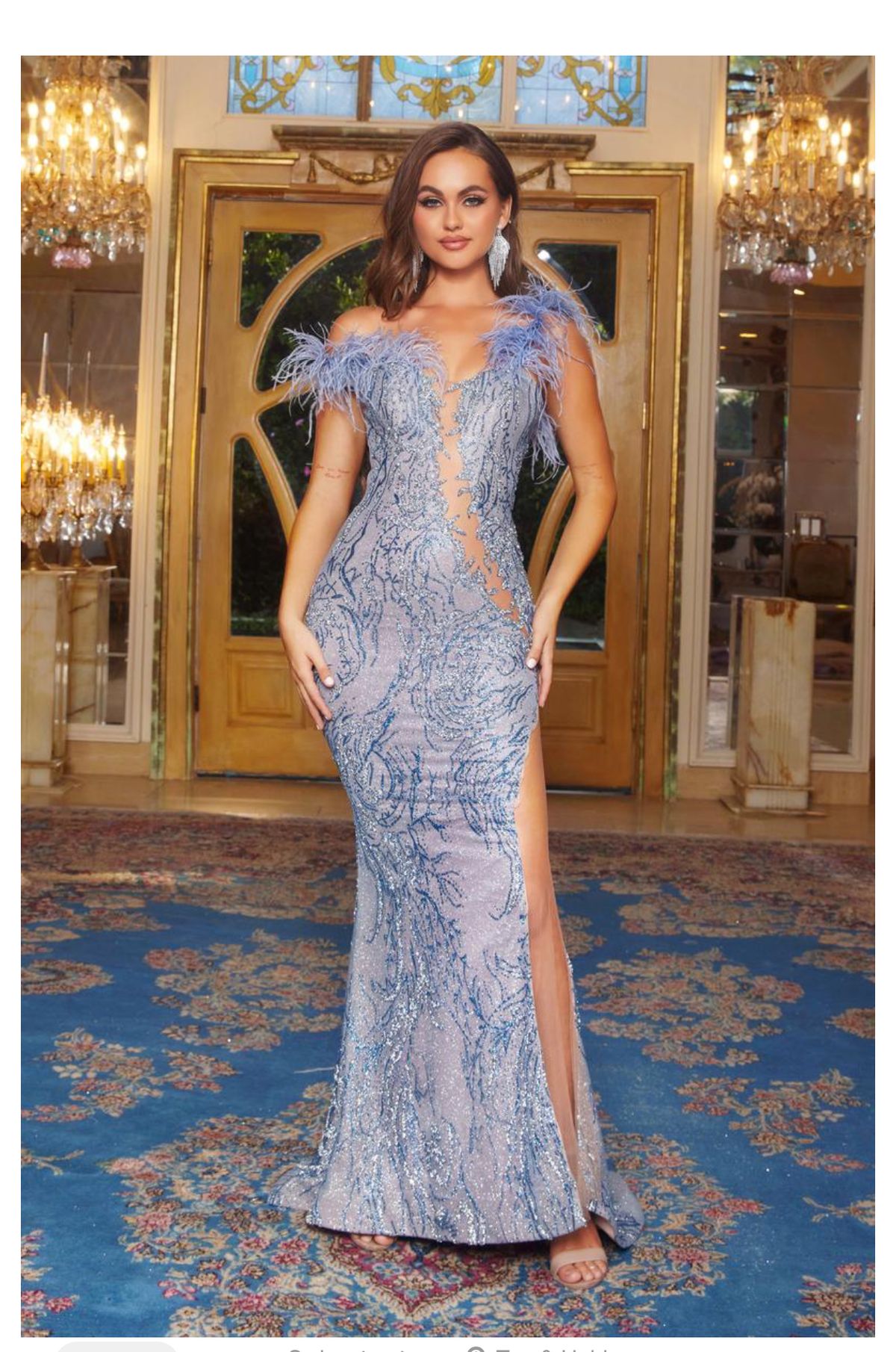 Style PS22062 Portia and Scarlett Size 8 One Shoulder Blue Mermaid Dress on Queenly