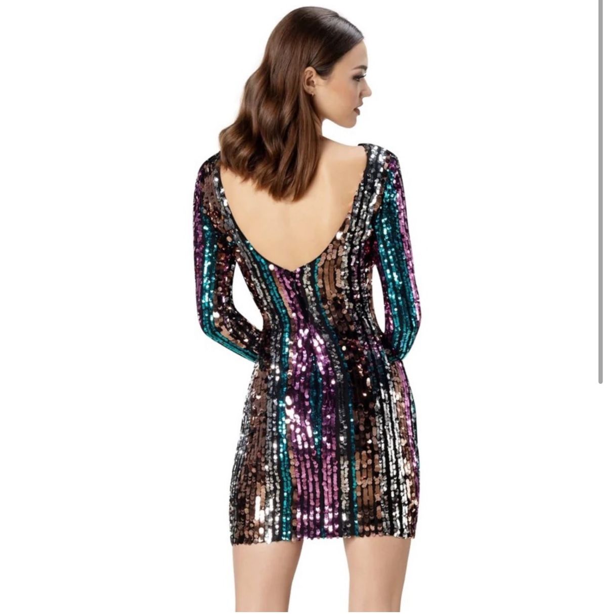 Dress the Population Size XL Prom Long Sleeve Multicolor Cocktail Dress on Queenly