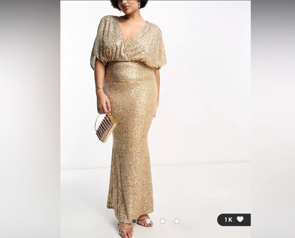 Asos Size 14 Prom Plunge Nude Mermaid Dress on Queenly