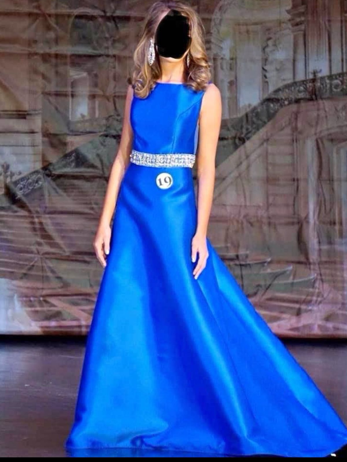 Jovani Size 4 Pageant Blue Dress With Train on Queenly