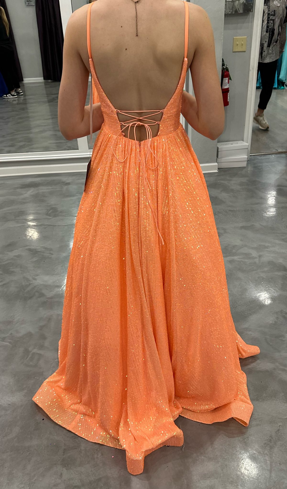 Size 00 Prom Plunge Orange Ball Gown on Queenly