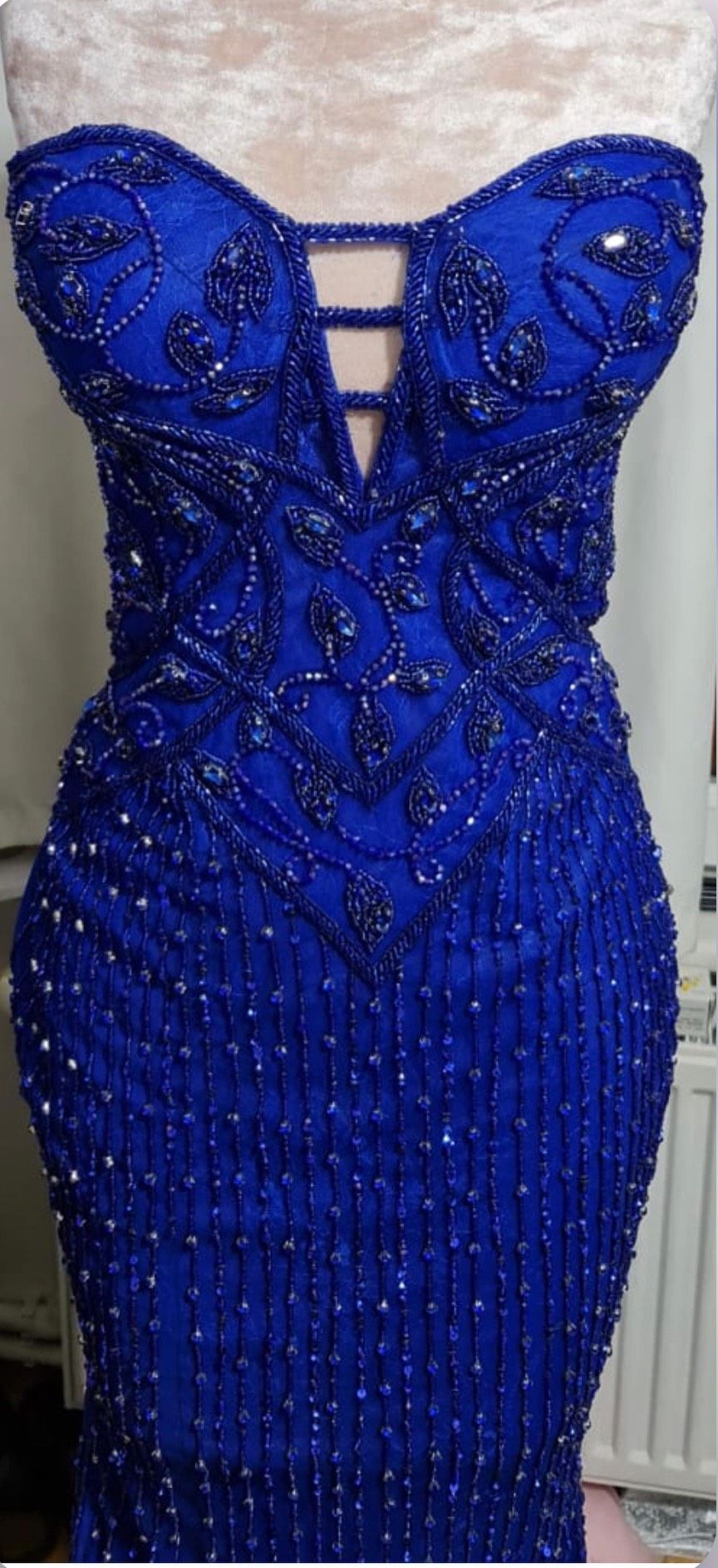 Size 0 Prom Off The Shoulder Royal Blue Side Slit Dress on Queenly