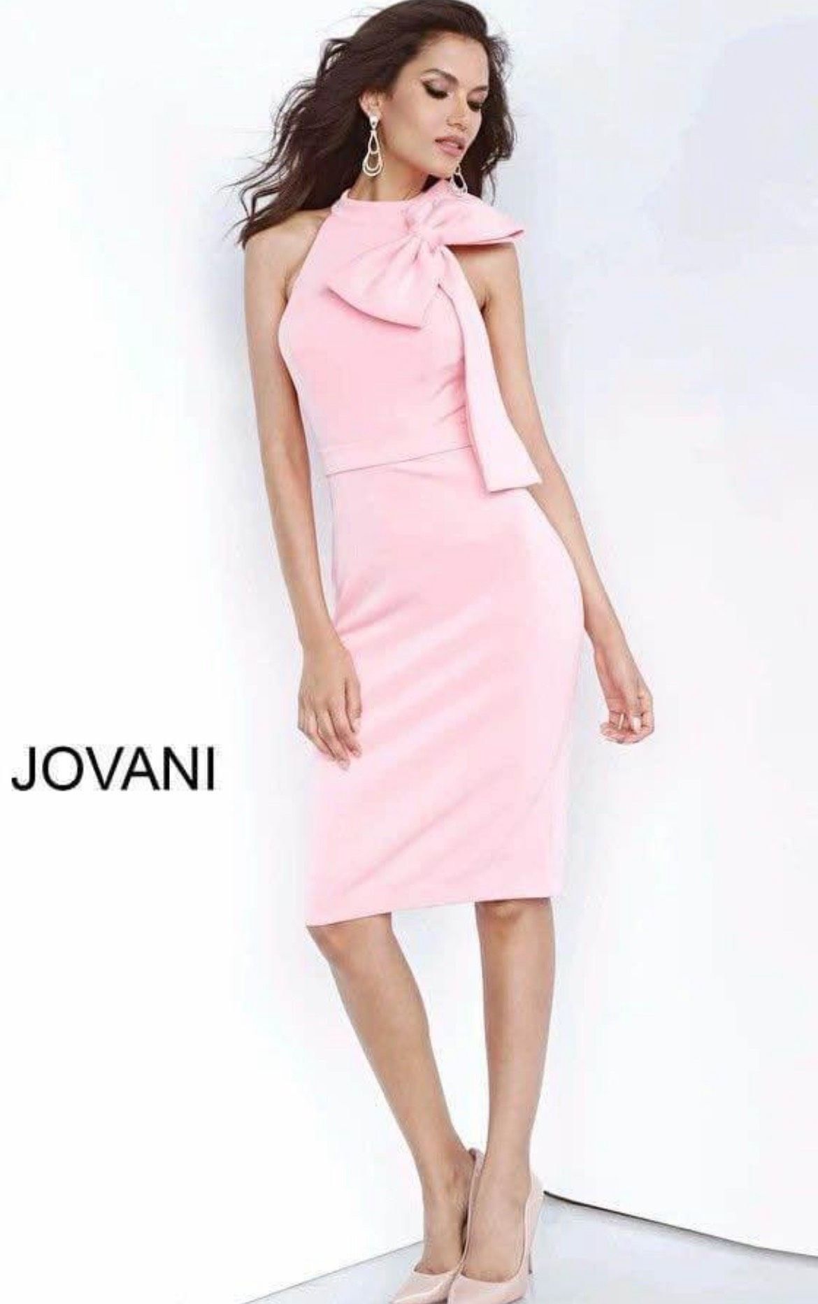 Style 68982 Jovani Size 4 Pageant Interview High Neck Pink Cocktail Dress on Queenly