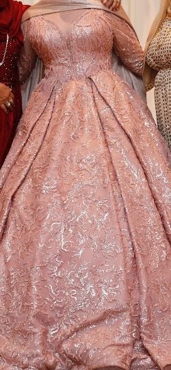 Size 12 Prom Long Sleeve Pink Ball Gown on Queenly