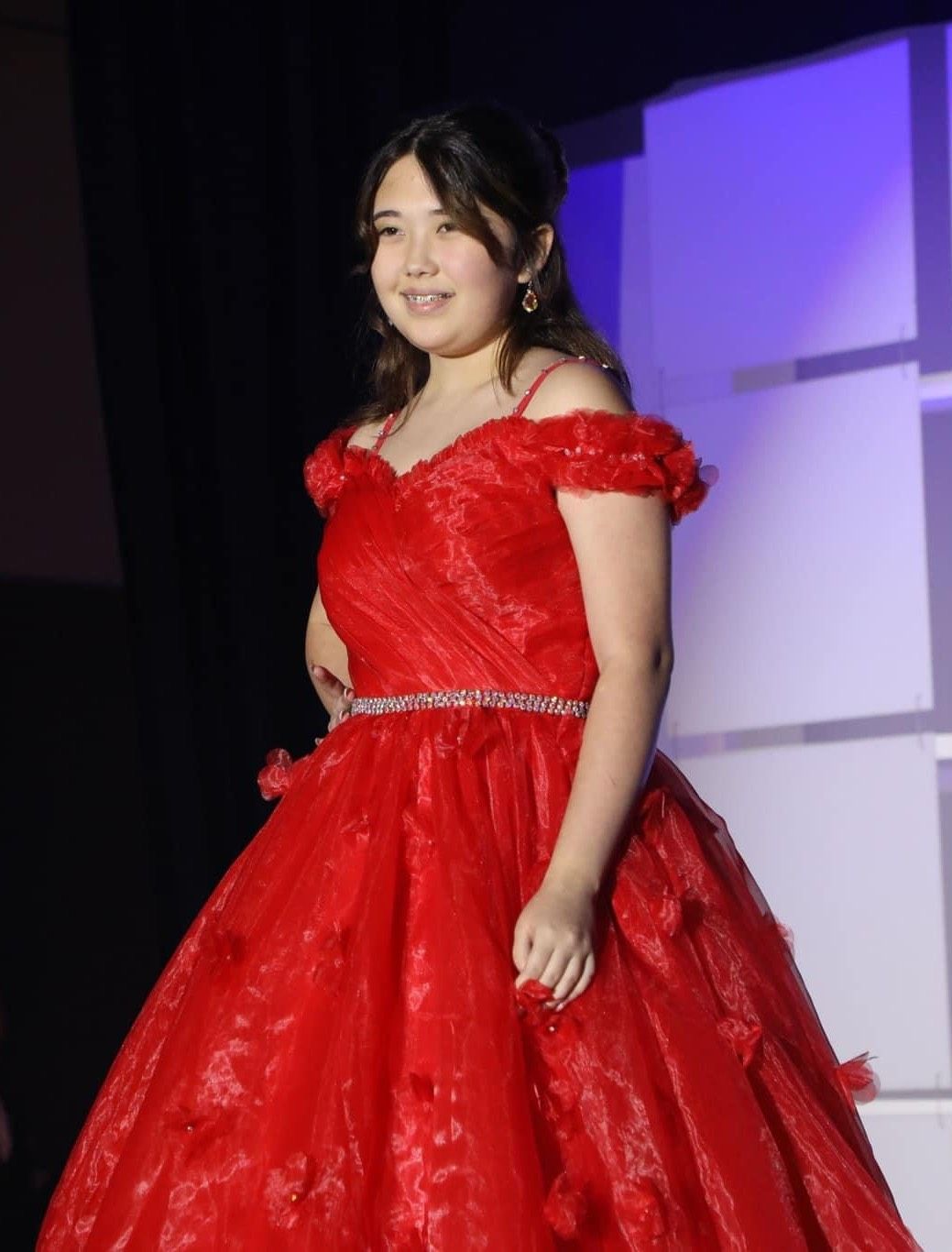 One more couture Size 4 Prom Off The Shoulder Red Ball Gown on Queenly