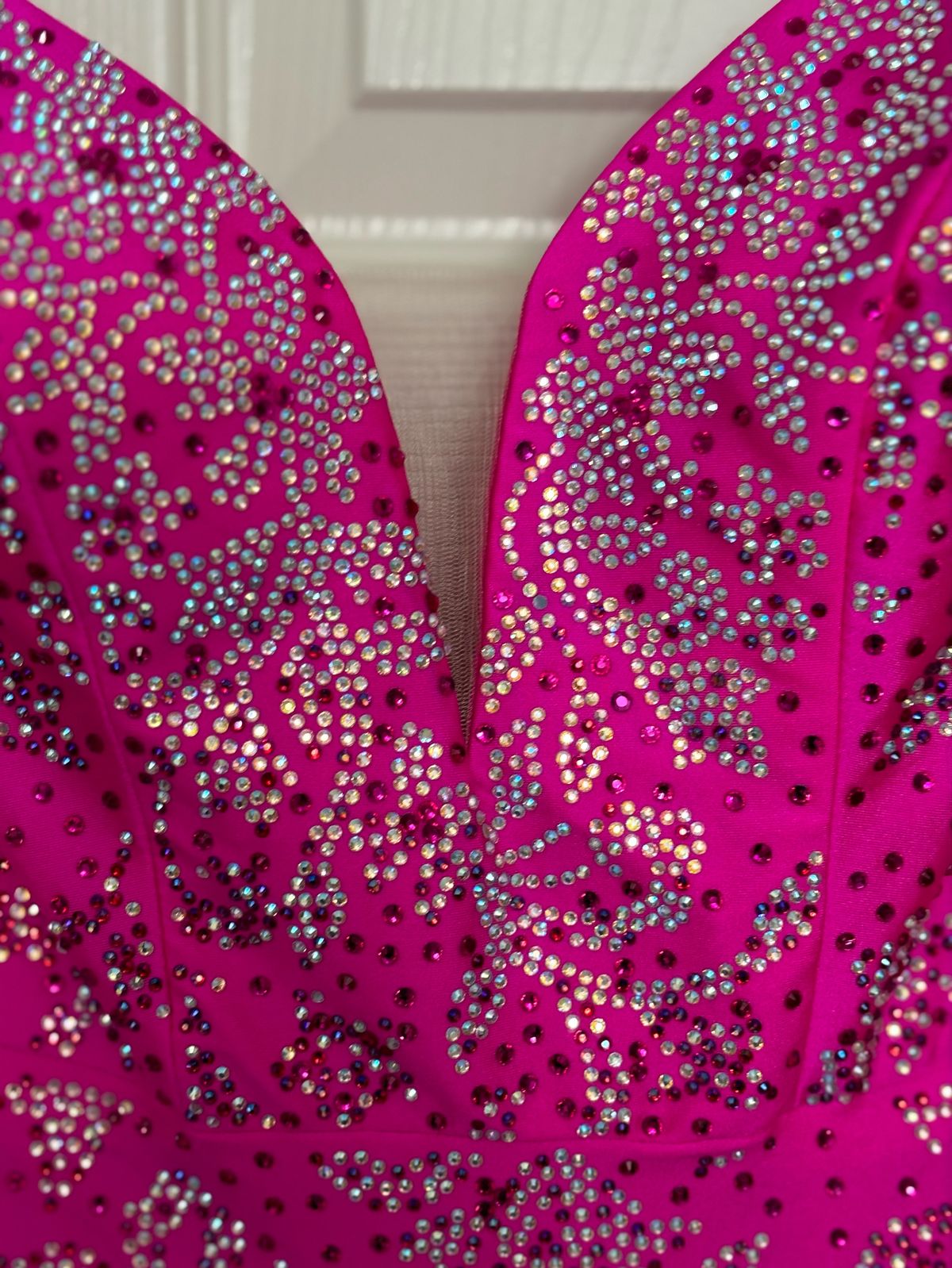 Amarra Size 00 Prom Plunge Sequined Hot Pink Mermaid Dress on Queenly
