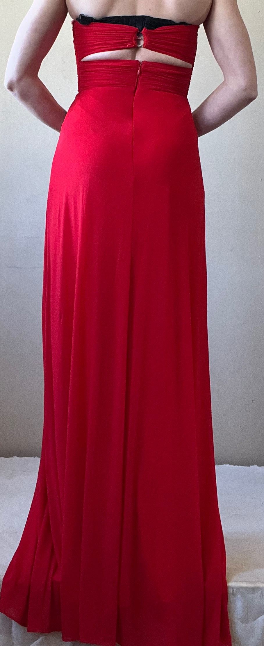 Stacy skylar Size 2 Prom Strapless Sequined Red A-line Dress on Queenly