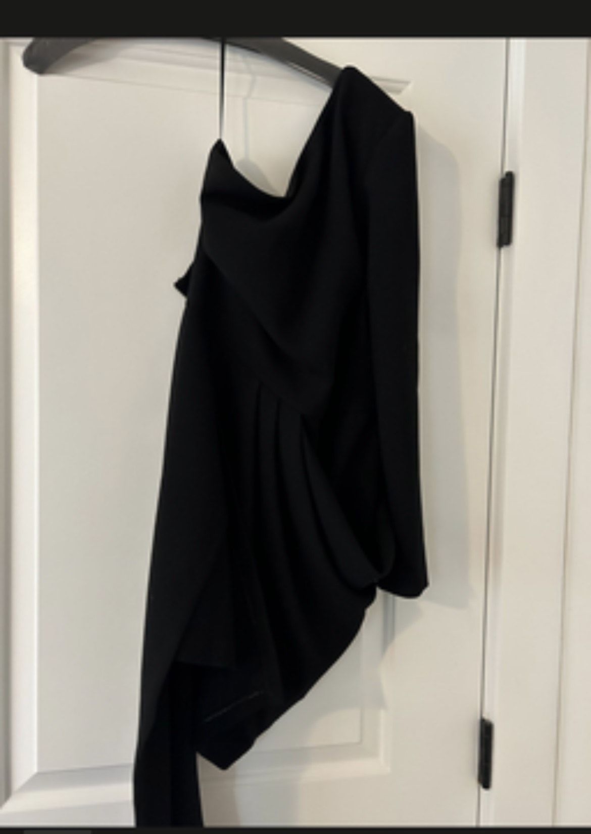 Nicole Bakti Size 8 Prom One Shoulder Black Cocktail Dress on Queenly