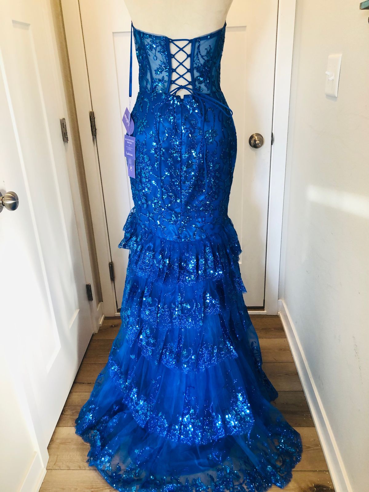 Cinderella Divine Plus Size 18 Prom Strapless Sheer Blue Mermaid Dress on Queenly
