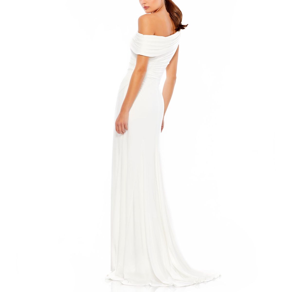 Style 26517 Mac Duggal Size 4 Wedding Off The Shoulder White Side Slit Dress on Queenly