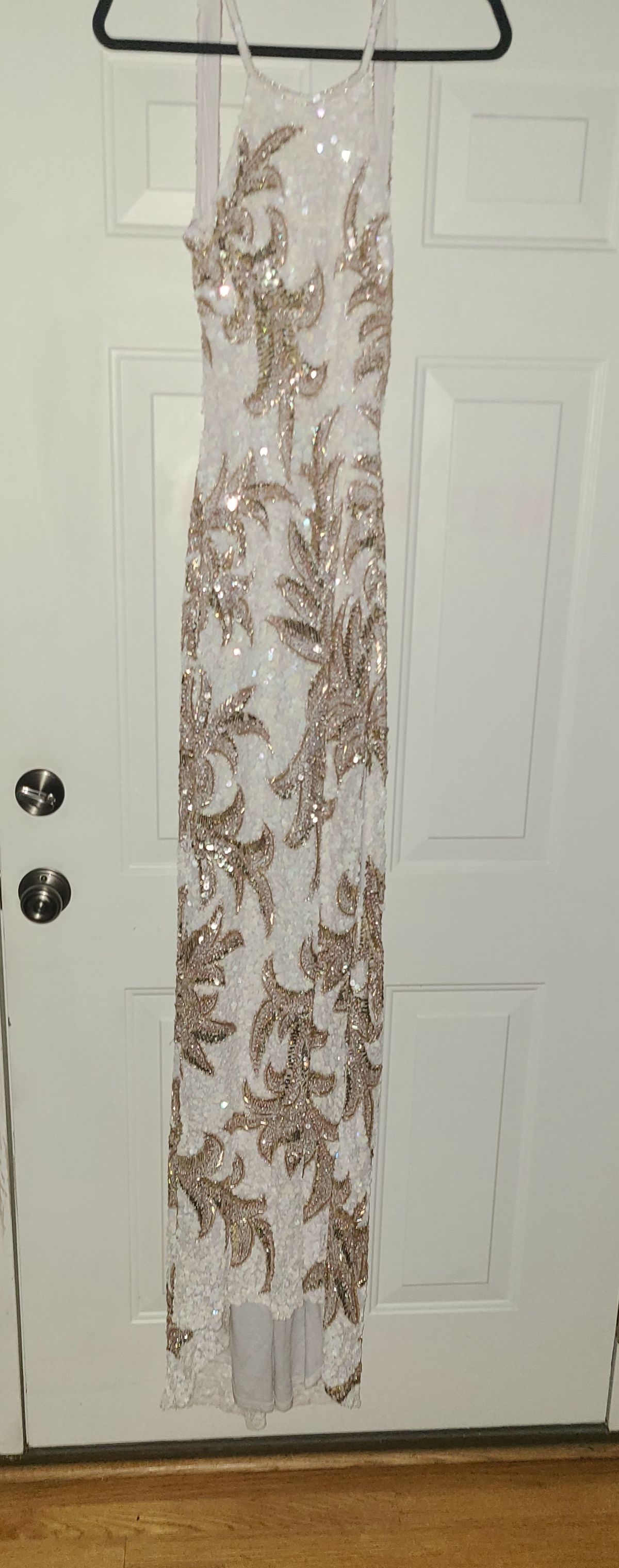 Style 70193 Rachel Allan Size 0 Prom High Neck Floral White Floor Length Maxi on Queenly