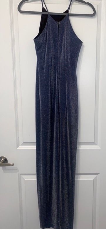Jump Size 4 Prom High Neck Silver Side Slit Dress on Queenly