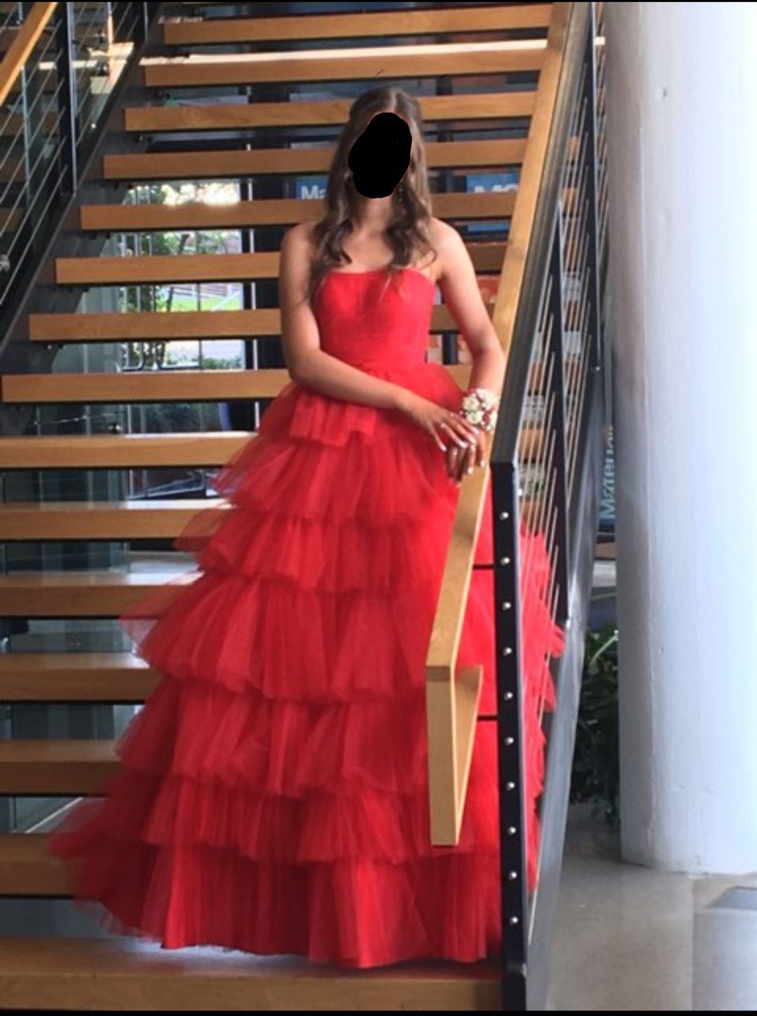 Ashley Lauren Size 0 Prom Strapless Red Ball Gown on Queenly