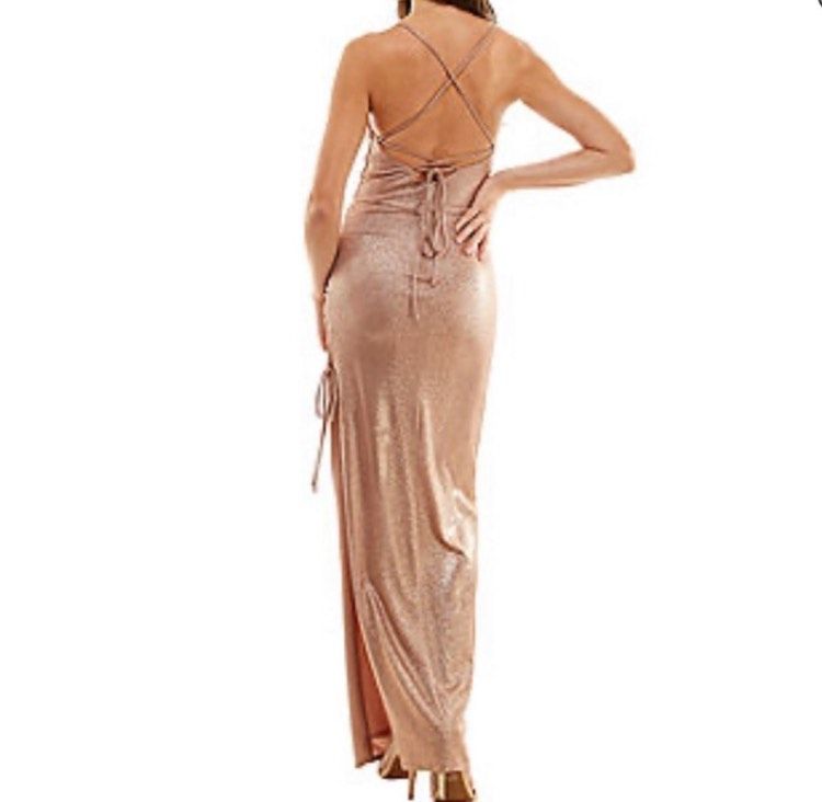 Plus Size 18 Gold Side Slit Dress on Queenly