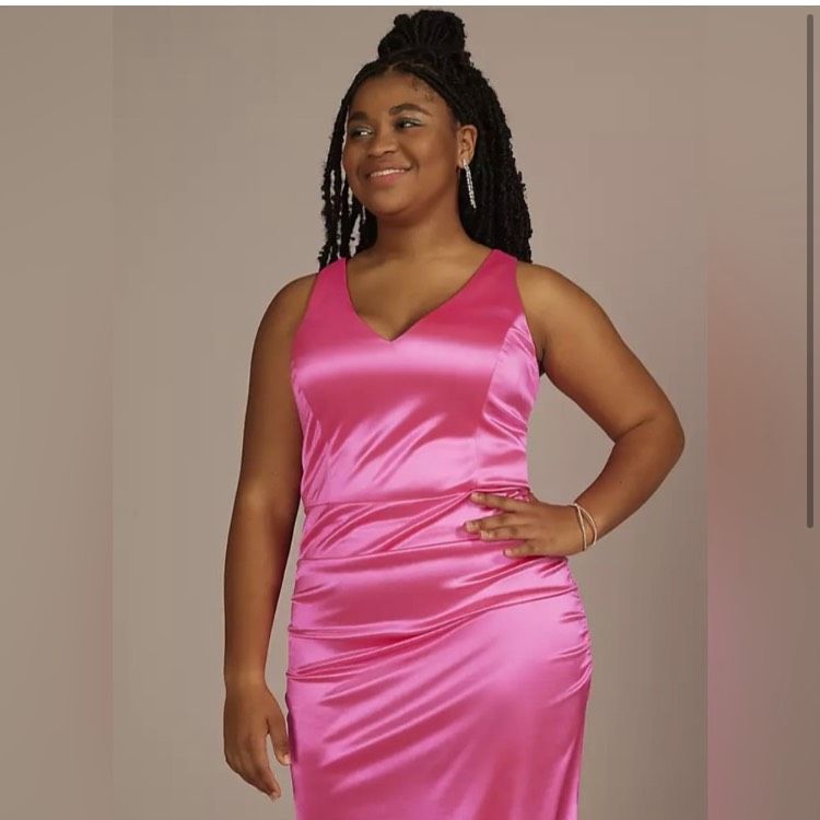David's Bridal Plus Size 22 Pink Floor Length Maxi on Queenly
