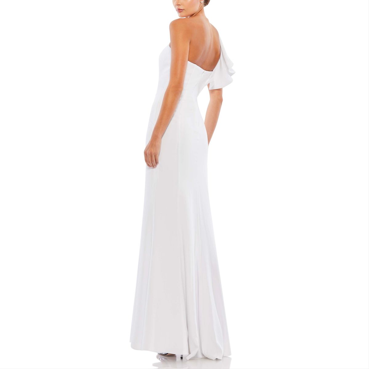 Style 67156 Mac Duggal Size 8 One Shoulder Satin White Floor Length Maxi on Queenly