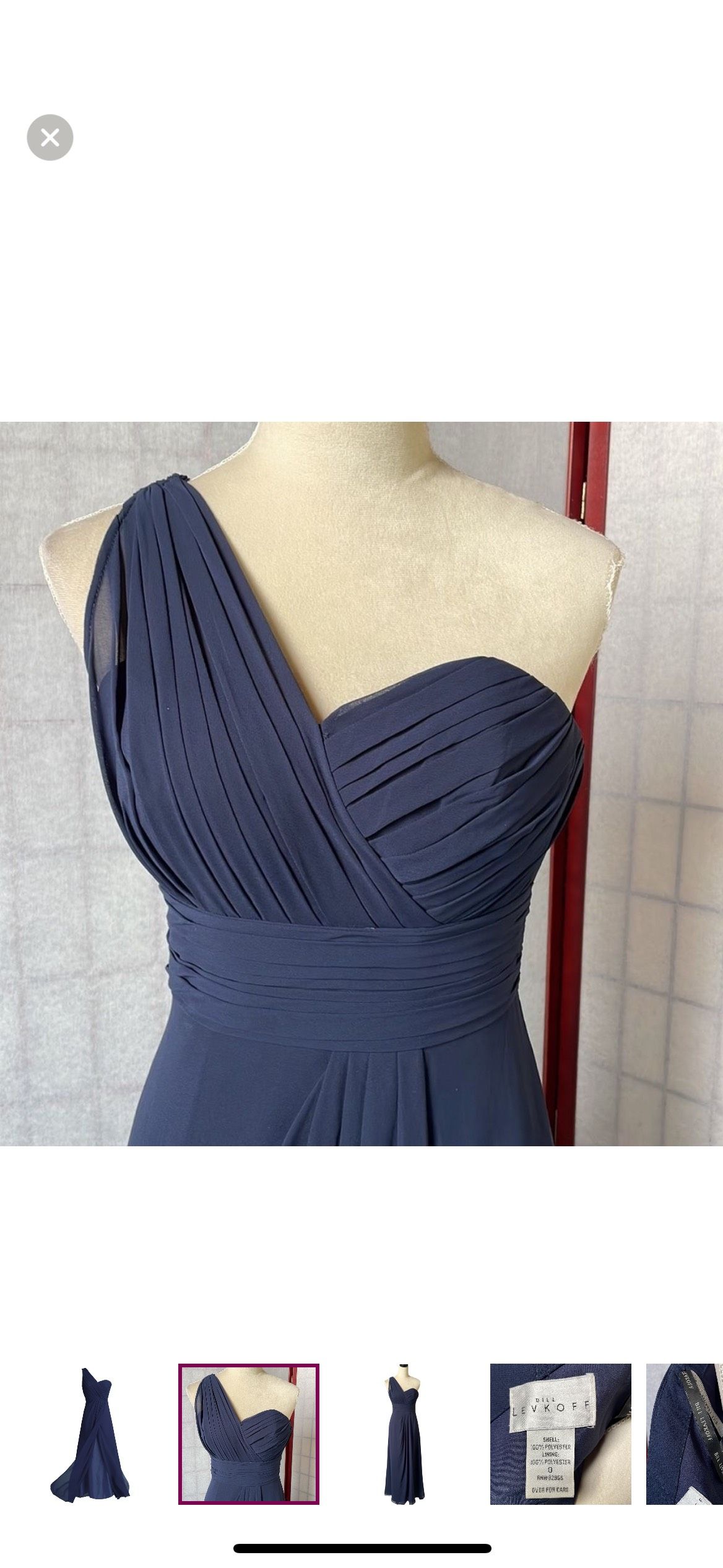 Bill Levkoff Size 0 Wedding Guest One Shoulder Blue Side Slit Dress on Queenly