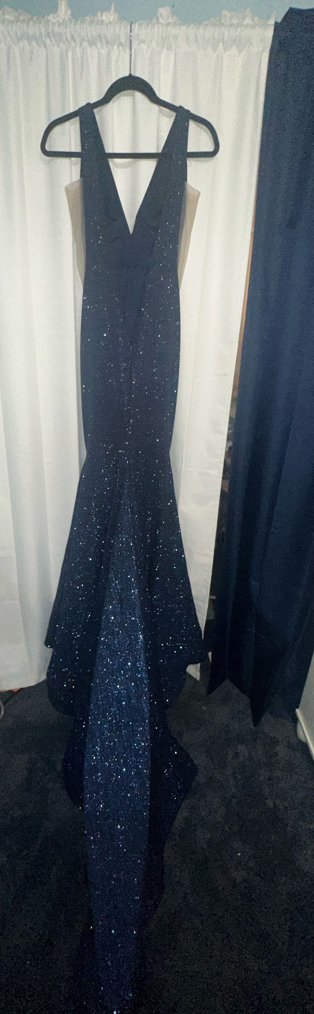 Size 8 Prom Halter Blue Dress With Train on Queenly