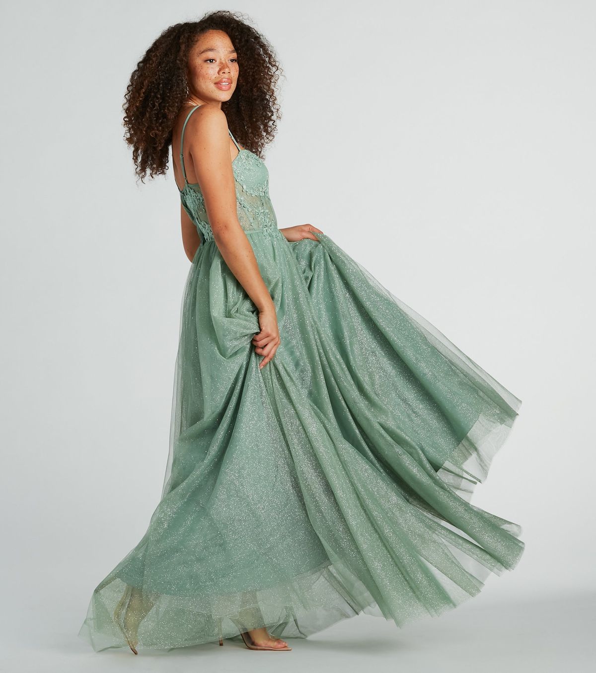 Style 05004-0213 Windsor Size 2 Prom Sheer Green Floor Length Maxi on Queenly