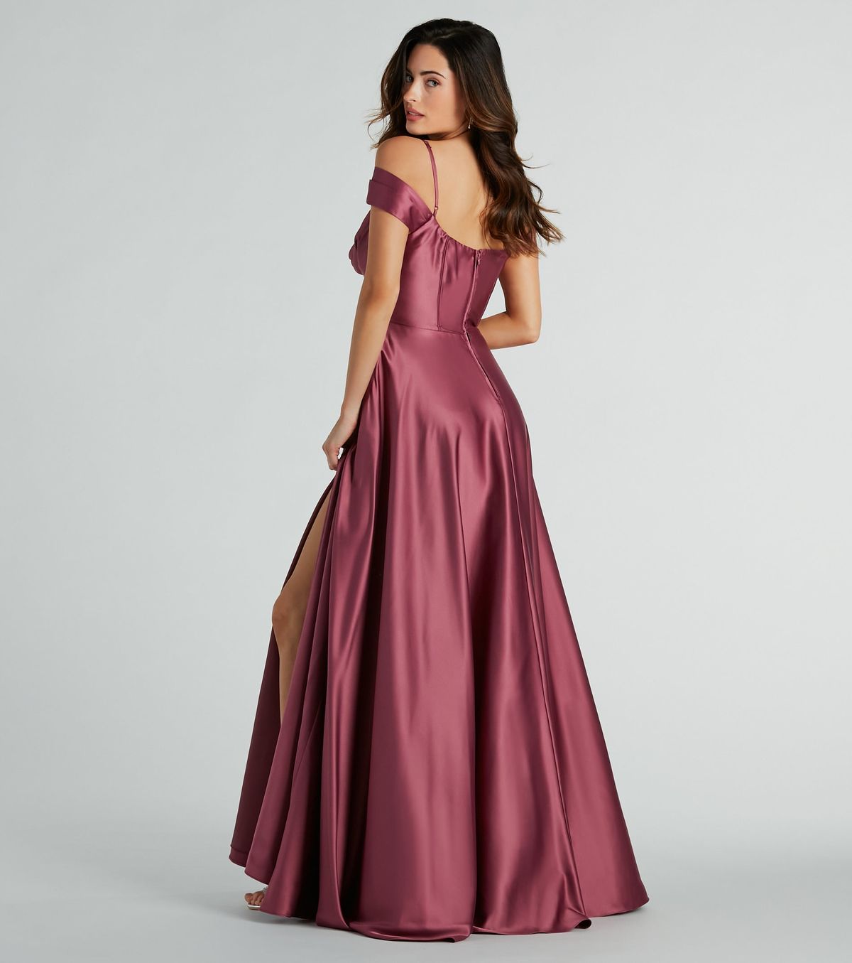 Style 05002-8016 Windsor Size 4 Bridesmaid Satin Pink Side Slit Dress on Queenly