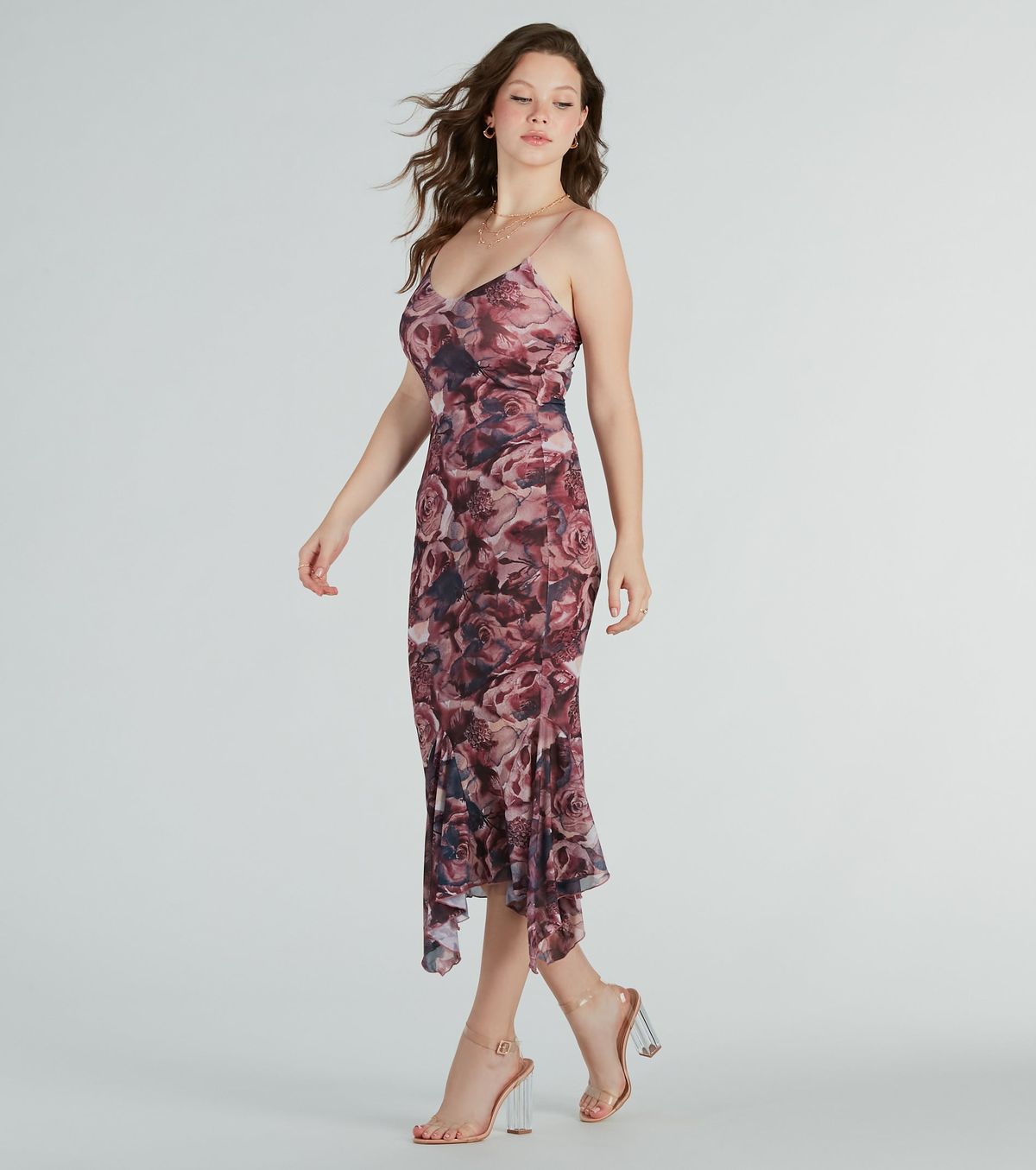 Style 05101-2987 Windsor Size XS Wedding Guest Floral Red Cocktail Dress on Queenly