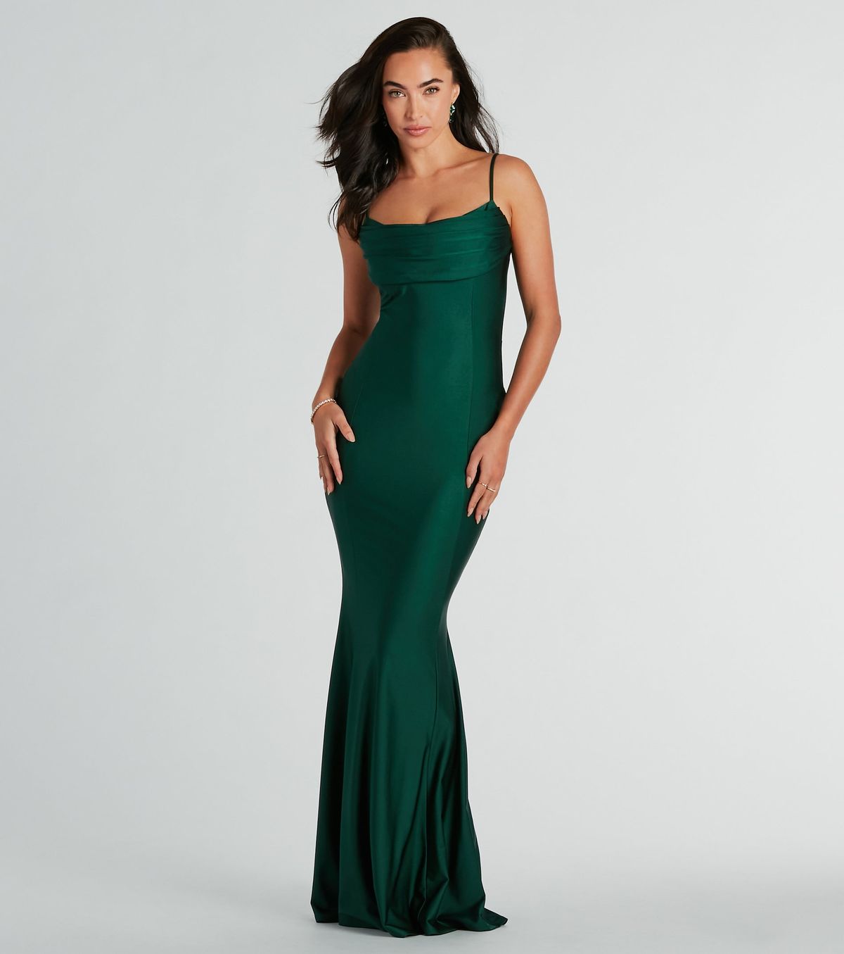 Windsor Size L Prom Velvet Green Side Slit Dress on Queenly