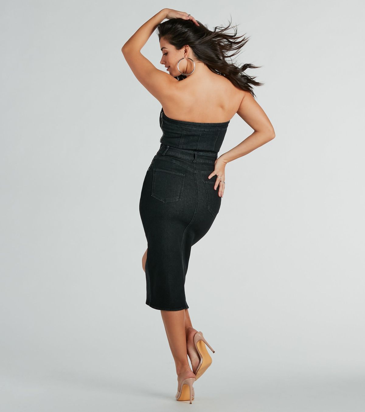 Style 05102-5454 Windsor Size XS Strapless Black Side Slit Dress on Queenly