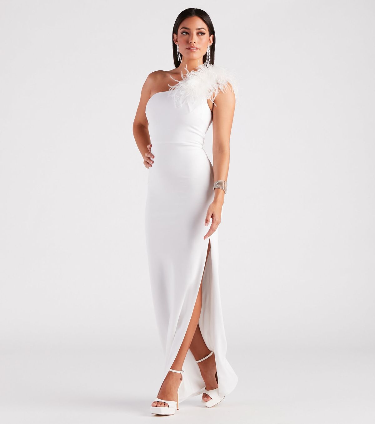 Style 05002-7421 Windsor Size L Prom Strapless Black Side Slit Dress on Queenly