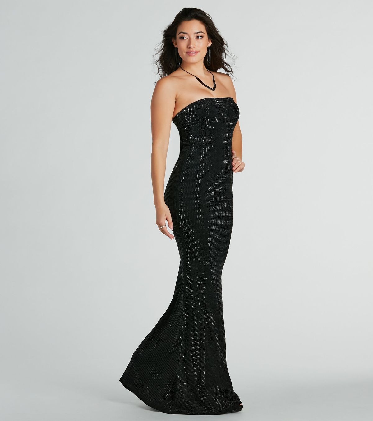 Style 05002-7738 Windsor Size XS Prom Strapless Sequined Black Floor Length Maxi on Queenly
