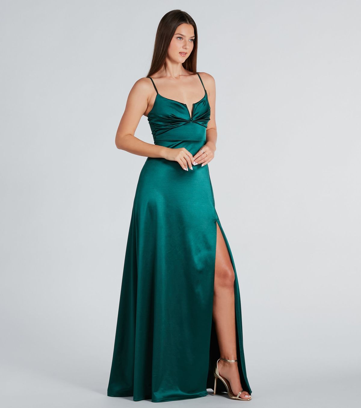 Style 05002-7313 Windsor Size XS Bridesmaid Green Side Slit Dress on Queenly
